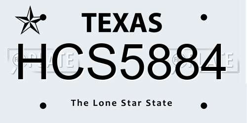 HCS5884 Texas License Plate