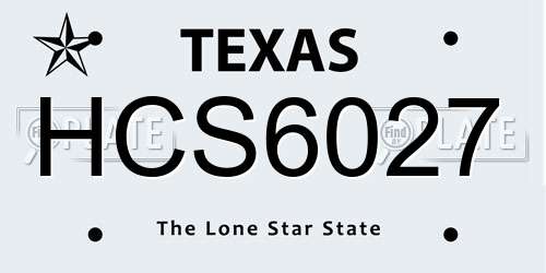 HCS6027 Texas License Plate