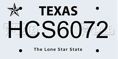 HCS6072 Texas License Plate