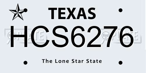 HCS6276 Texas License Plate