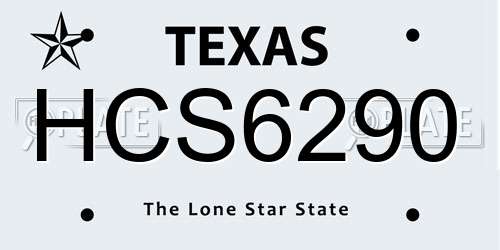 HCS6290 Texas License Plate