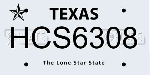 HCS6308 Texas License Plate