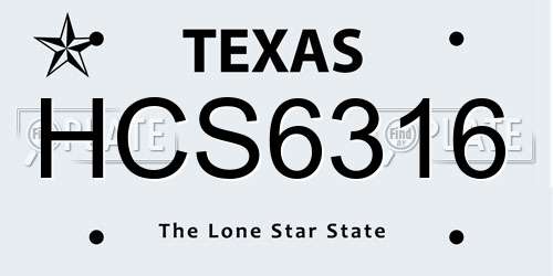 HCS6316 Texas License Plate