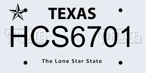 HCS6701 Texas License Plate