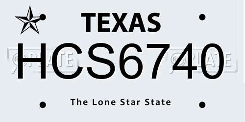 HCS6740 Texas License Plate