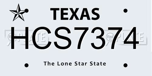 HCS7374 Texas License Plate