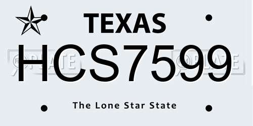 HCS7599 Texas License Plate