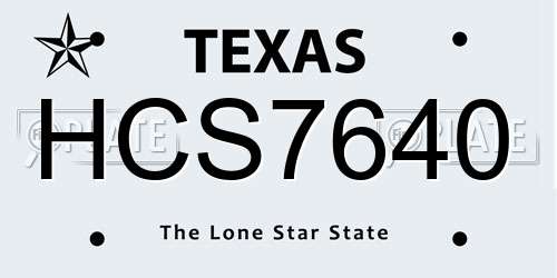 HCS7640 Texas License Plate