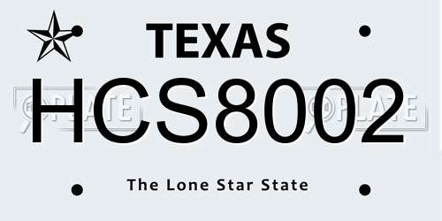 HCS8002 Texas License Plate