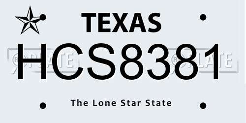 HCS8381 Texas License Plate