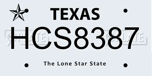 HCS8387 Texas License Plate