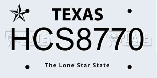 HCS8770 Texas License Plate