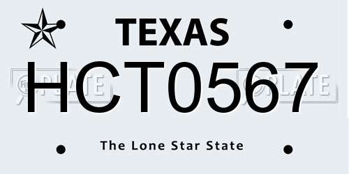 HCT0567 Texas License Plate
