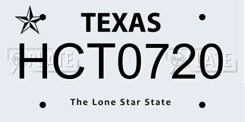 HCT0720 Texas License Plate