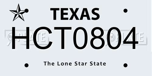 HCT0804 Texas License Plate