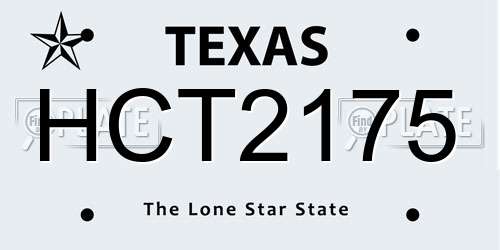 HCT2175 Texas License Plate