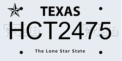 HCT2475 Texas License Plate