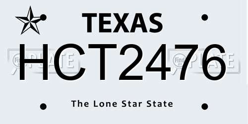 HCT2476 Texas License Plate