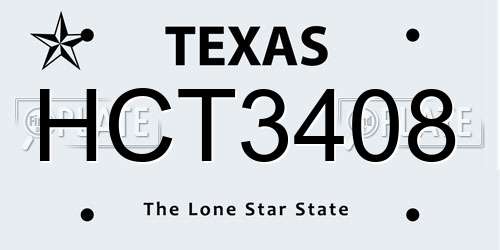 HCT3408 Texas License Plate