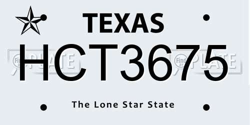 HCT3675 Texas License Plate