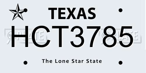 HCT3785 Texas License Plate