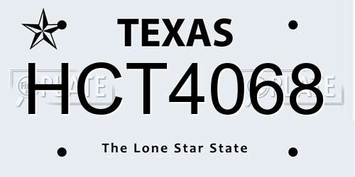 HCT4068 Texas License Plate