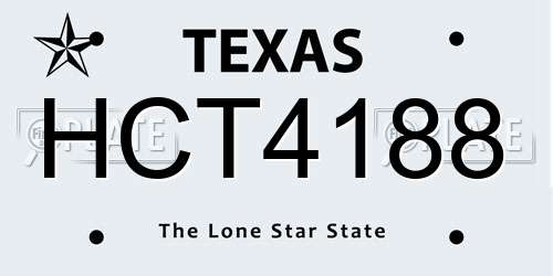 HCT4188 Texas License Plate