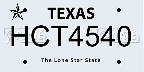 HCT4540 Texas License Plate