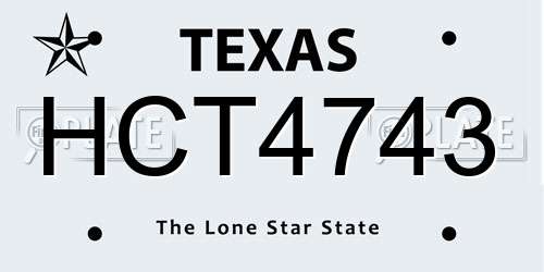 HCT4743 Texas License Plate