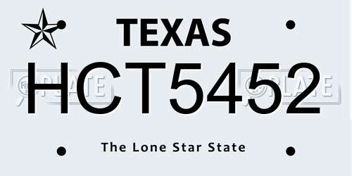 HCT5452 Texas License Plate
