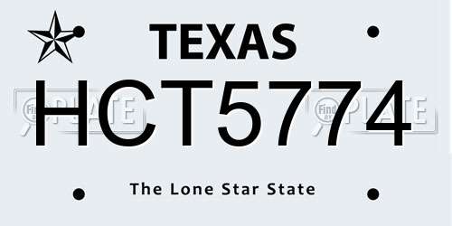 HCT5774 Texas License Plate