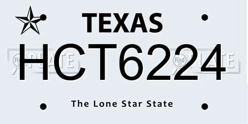 HCT6224 Texas License Plate