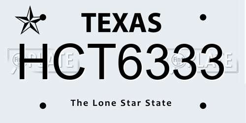 HCT6333 Texas License Plate