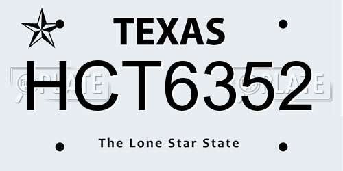 HCT6352 Texas License Plate