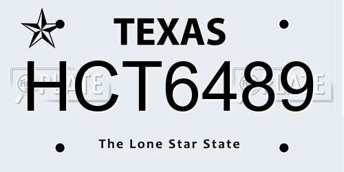HCT6489 Texas License Plate