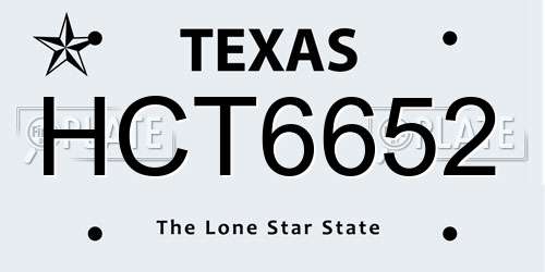 HCT6652 Texas License Plate