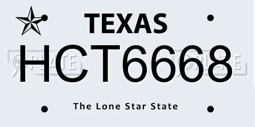 HCT6668 Texas License Plate