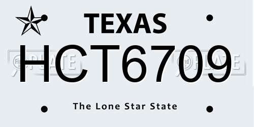 HCT6709 Texas License Plate