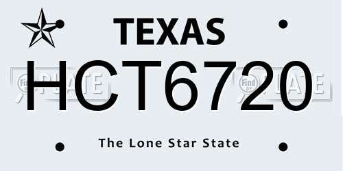 HCT6720 Texas License Plate