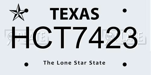 HCT7423 Texas License Plate
