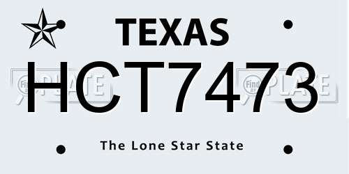 HCT7473 Texas License Plate