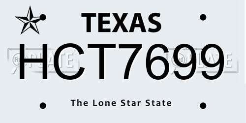 HCT7699 Texas License Plate