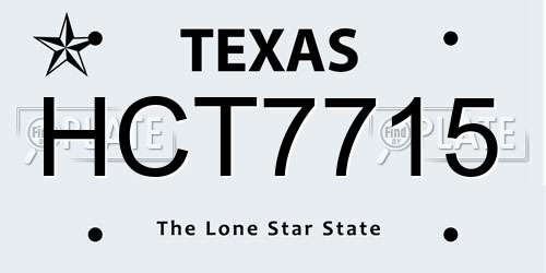 HCT7715 Texas License Plate