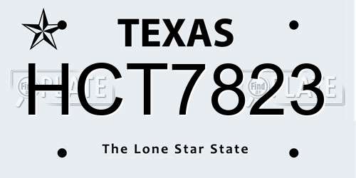 HCT7823 Texas License Plate