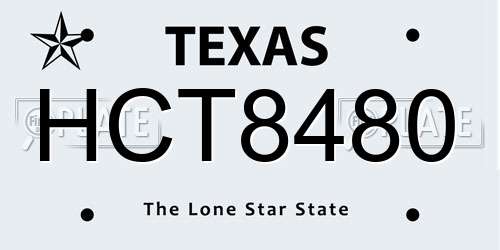 HCT8480 Texas License Plate