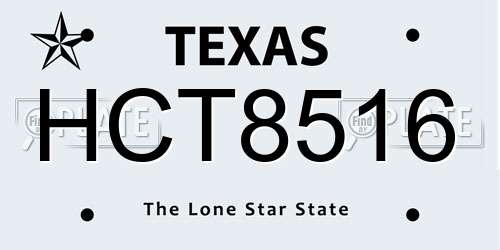 HCT8516 Texas License Plate