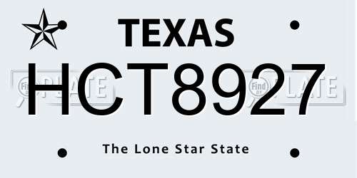 HCT8927 Texas License Plate