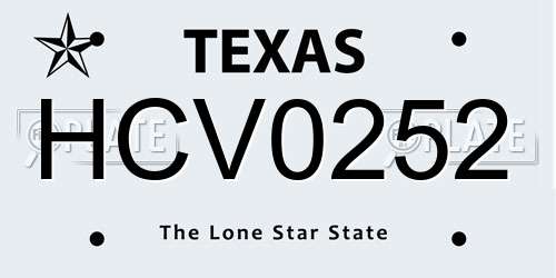 HCV0252 Texas License Plate