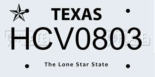 HCV0803 Texas License Plate
