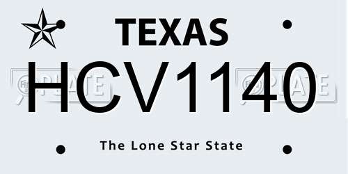 HCV1140 Texas License Plate